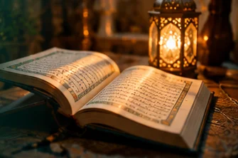 Quran open for detailed study